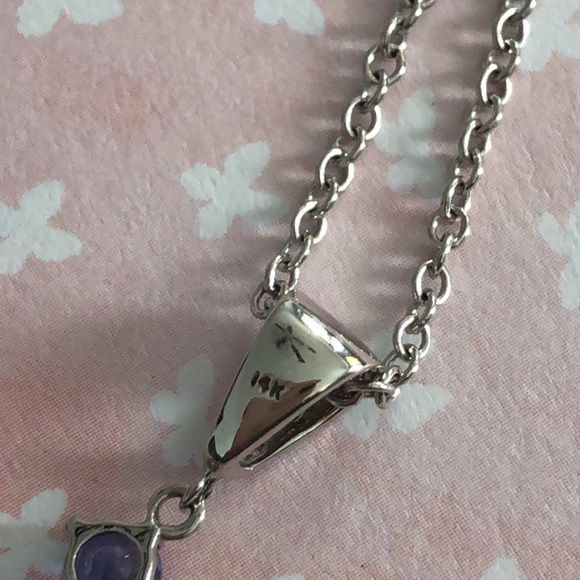 14k white gold necklace, removable pendant, multi-stone - Picture 2 of 6